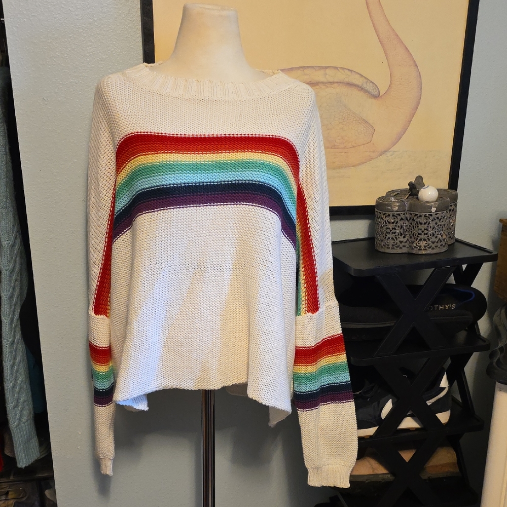 Wooden Ships Rainbow Knit Sweater Worms M/L